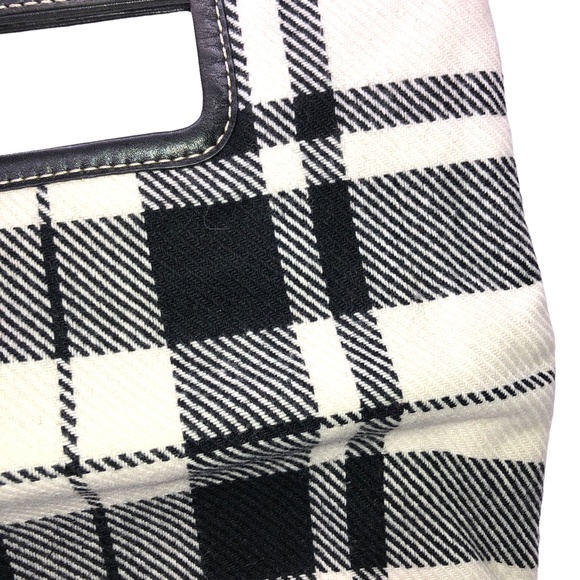 Banana Republic Black Plaid Clutch Leather Handle Bag - Picture 10 of 14